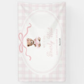 We Can Bearly Wait Roze Teddybeer Baby Shower Spandoek (Verticaal)