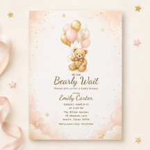 We Can Bearly Wait Roze Teddybeer Babyborrel