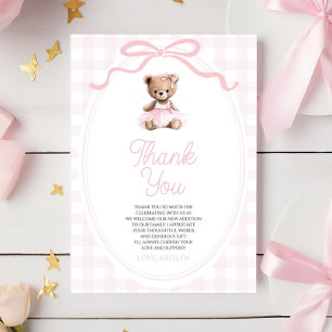 We Can Bearly Wait Roze Teddybeer Babyshower Bedankkaart