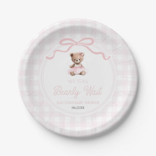 We Can Bearly Wait Roze Teddybeer Babyshower Papieren Bordje