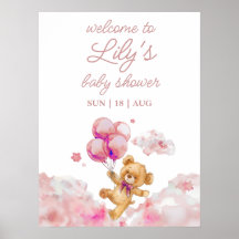 We Can Bearly Wait Roze Welkomstbord voor Babyfees
