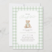 We Can Bearly Wait Sage Teddy Bear Baby Shower Kaart (Voorkant)