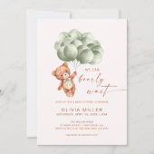 We Can Bearly Wait Saliegroene Beer Babyshower Kaart (Voorkant)