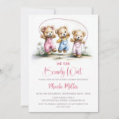 We Can Bearly Wait Schattig Meisje Teddys Kaart (Voorkant)