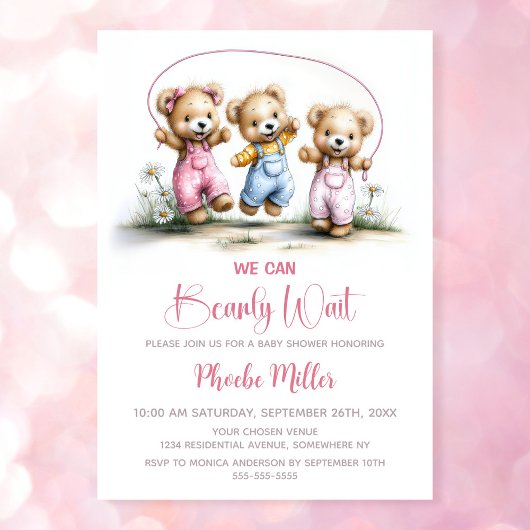 We Can Bearly Wait Schattig Meisje Teddys Kaart