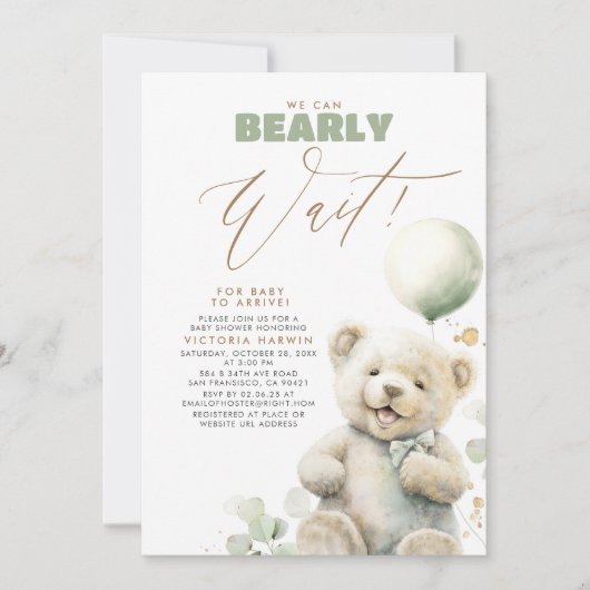 We Can Bearly Wait - Schattige Baby Beer Babyshowe Kaart (Voorkant)