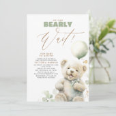 We Can Bearly Wait - Schattige Baby Beer Babyshowe Kaart (Staand voorkant)
