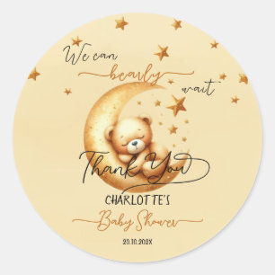 We Can Bearly Wait Schattige Babybeer Babyshower Ronde Sticker