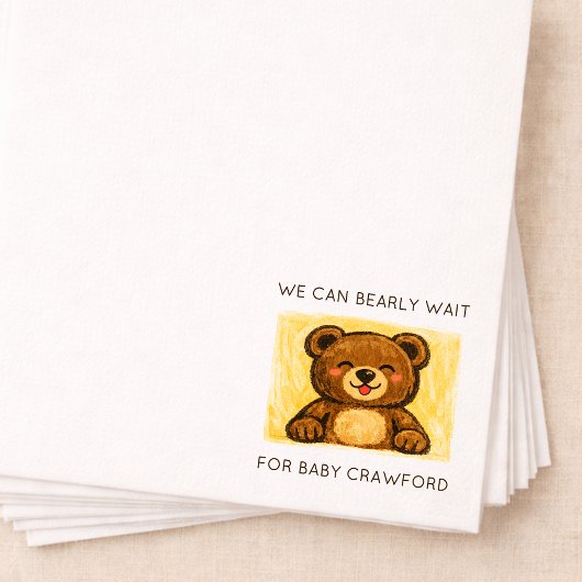 We Can Bearly Wait! Simple Hand Drawn Baby Shower Servet