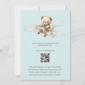 We Can Bearly Wait Teddy Airplane Blue Baby Shower Kaart (Achterkant)