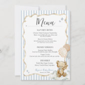 We Can Bearly Wait Teddy Bear Baby Boy Shower Menu Kaart (Voorkant)