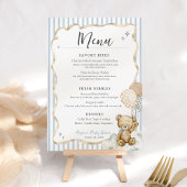 We Can Bearly Wait Teddy Bear Baby Boy Shower Menu Kaart