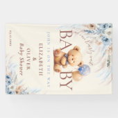 We Can Bearly Wait Teddy Bear Baby Shower Achtergr Spandoek (Horizontaal)
