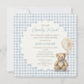 We Can Bearly Wait Teddy Bear Baby Shower Boy  Kaart (Voorkant)