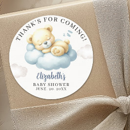 We can Bearly wait - Teddy Bear Baby Shower Boy Ronde Sticker
