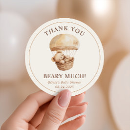 We Can Bearly Wait Teddy Bear Baby Shower Favor Ronde Sticker