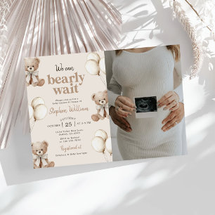 We Can Bearly Wait Teddy Bear Baby Shower Foto Kaart