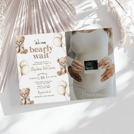 We Can Bearly Wait Teddy Bear Baby Shower Foto Kaart