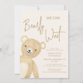 We Can Bearly Wait Teddy Bear Baby Shower Kaart (Voorkant)
