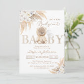 We Can Bearly Wait Teddy Bear Baby Shower Kaart (Staand voorkant)