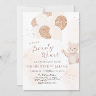 We Can Bearly Wait | Teddy Bear Baby Shower Kaart