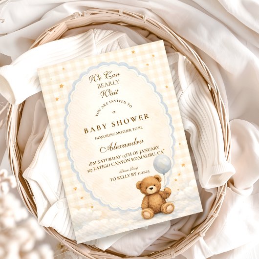 We Can Bearly Wait Teddy Bear Baby Shower Kaart