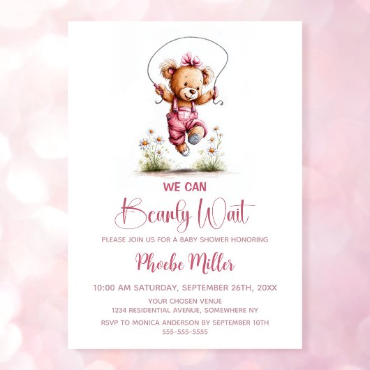 We Can Bearly Wait Teddy Bear Baby Shower Kaart
