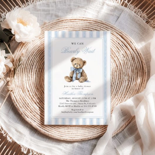 We Can Bearly Wait Teddy Bear Baby Shower Kaart