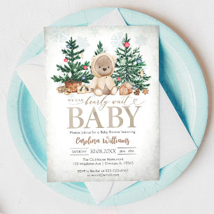 We Can Bearly Wait Teddy Bear Baby Shower  Kaart