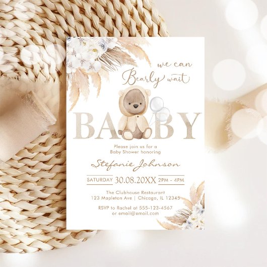 We Can Bearly Wait Teddy Bear Baby Shower Kaart