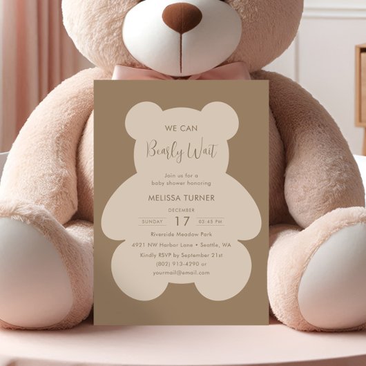 We Can Bearly Wait Teddy Bear Baby Shower Kaart