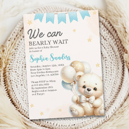 "We Can Bearly Wait! Teddy Bear Baby Shower Kaart