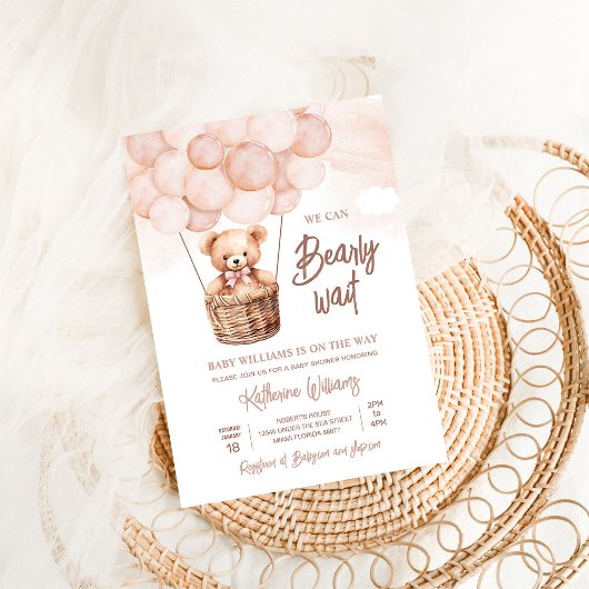 We Can Bearly Wait Teddy Bear Baby Shower Kaart