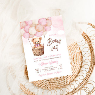 We Can Bearly Wait Teddy Bear Baby Shower Kaart