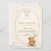 We Can Bearly Wait Teddy Bear Baby Shower Kaart (Voorkant)