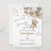 We Can Bearly Wait Teddy Bear Baby Shower Kaart (Voorkant)