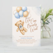 We Can Bearly Wait Teddy Bear Baby Shower Kaart (Staand voorkant)