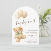 We Can Bearly Wait Teddy Bear Baby Shower Kaart (Staand voorkant)