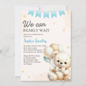 "We Can Bearly Wait! Teddy Bear Baby Shower Kaart (Voorkant)