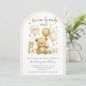 We Can Bearly Wait Teddy Bear Baby Shower  Kaart (Staand voorkant)