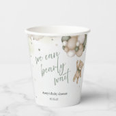 “We Can Bearly Wait” Teddy Bear Baby Shower Papieren Bekers (Voorkant)