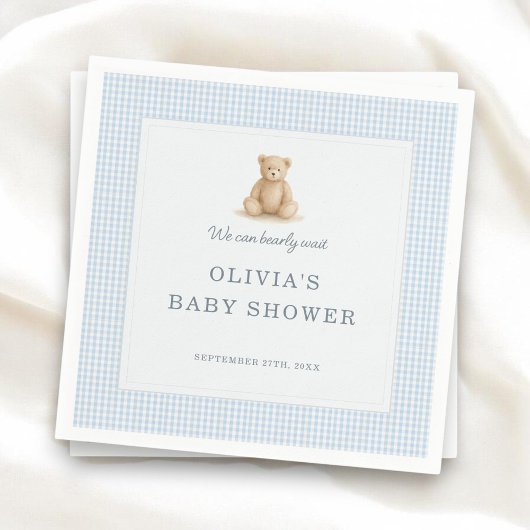 We Can Bearly Wait Teddy Bear Baby Shower Party Servet