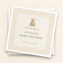 We Can Bearly Wait Teddy Bear Baby Shower Party Servet