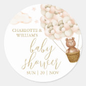 We Can Bearly Wait Teddy Bear Baby Shower Ronde Sticker (Voorkant)