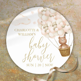 We Can Bearly Wait Teddy Bear Baby Shower Ronde Sticker