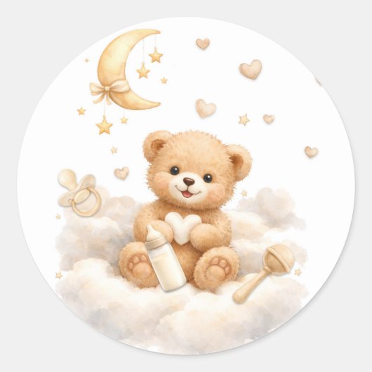 We can Bearly Wait Teddy Bear Baby Shower Ronde Sticker (Voorkant)