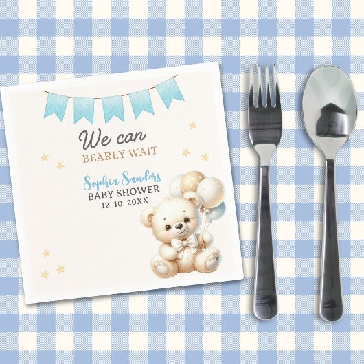 "We Can Bearly Wait! Teddy Bear Baby Shower Servet