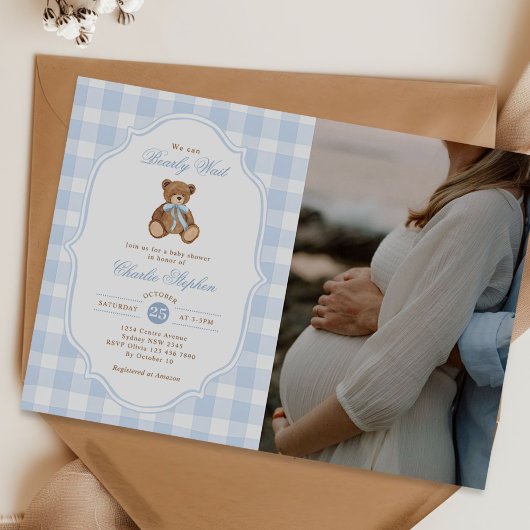 We Can Bearly Wait Teddy Bear Babyshower Foto Kaart