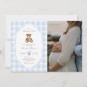 We Can Bearly Wait Teddy Bear Babyshower Foto Kaart (Voorkant)