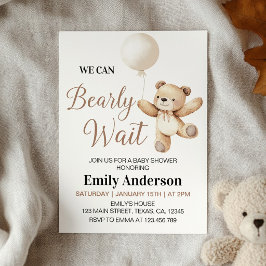 We Can Bearly Wait Teddy Bear Ballonnen Baby Showe Kaart
